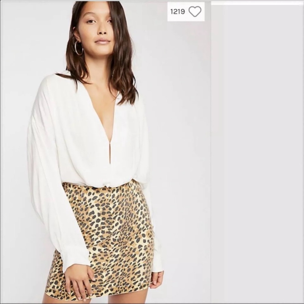 FREE PEOPLE White Plunge Thong Bodysuit